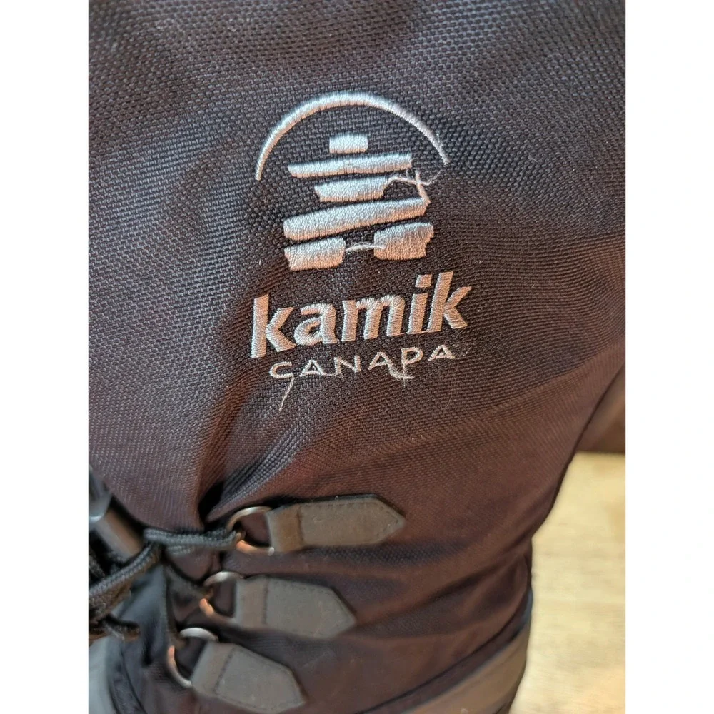 Kamik Canada Mens Black Winter Snow Boots Waterproof Rubber Nylon Size 7